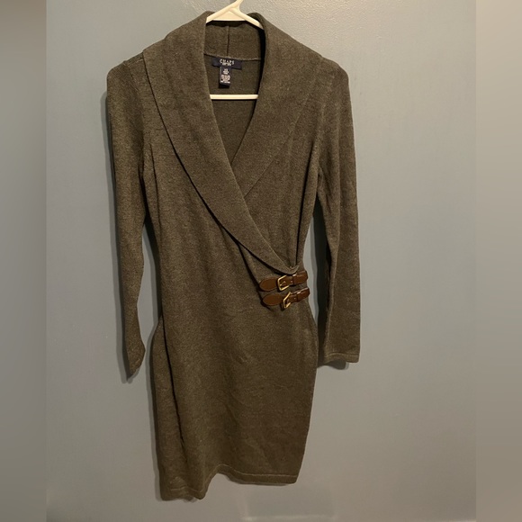 Chaps Dresses & Skirts - Chaps Shawl Collar Faux-Wrap Dress Gray Size XS